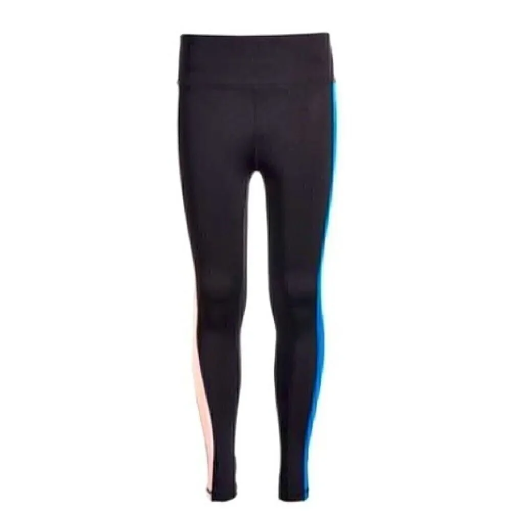 NWT ID Ideology Big Girls Striped Snap Track Pants, leggings Deep Black size 16
